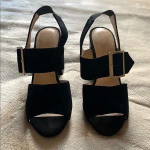 Black buckle heels
